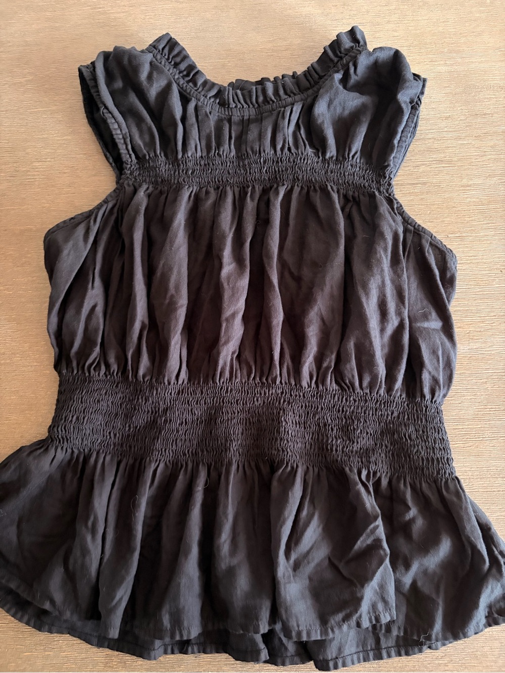 a.n.a Black Smocked Peplum Tank
